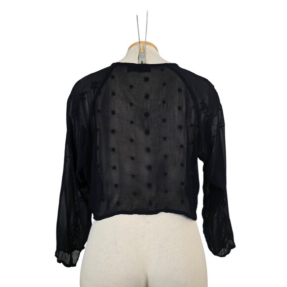 Juncture Top Womans Large Black Y2K Sheer Embroidered Witchy Whimsigoth Vamp - Picture 4 of 6